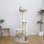 Petpals Pharaoh V2 PP230408 cat tree with 5 levels, 5 scratching posts, 2 recycled paper rope baskets, 2 toys, and a groomer