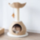 Petpals Walk Up PP2574 cat tree with two levels, one scratching post, a cat condo, and a bed